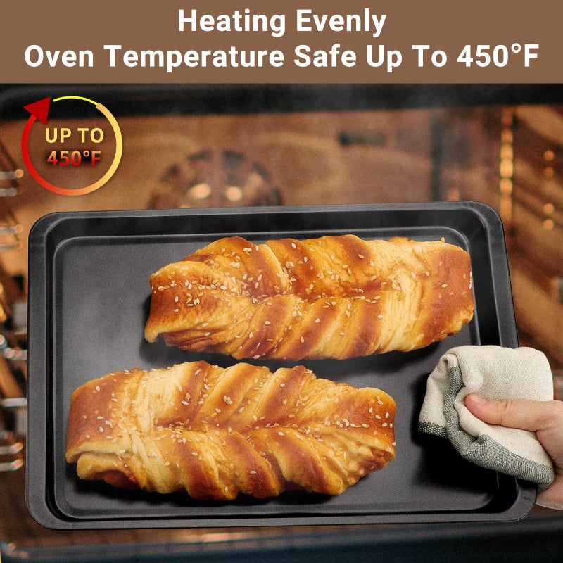 Beasea Baking Sheet 2 Pack, 10x14.6 Inch Cookie Sheet Nonstick Carbon Steel Baking Sheet for Oven Pans Baking Tray Cooking Sheets Black - Image 5